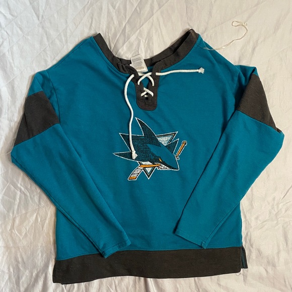 San Jose Sharks Women’s Off The Shoulder Sweater - Picture 2 of 8